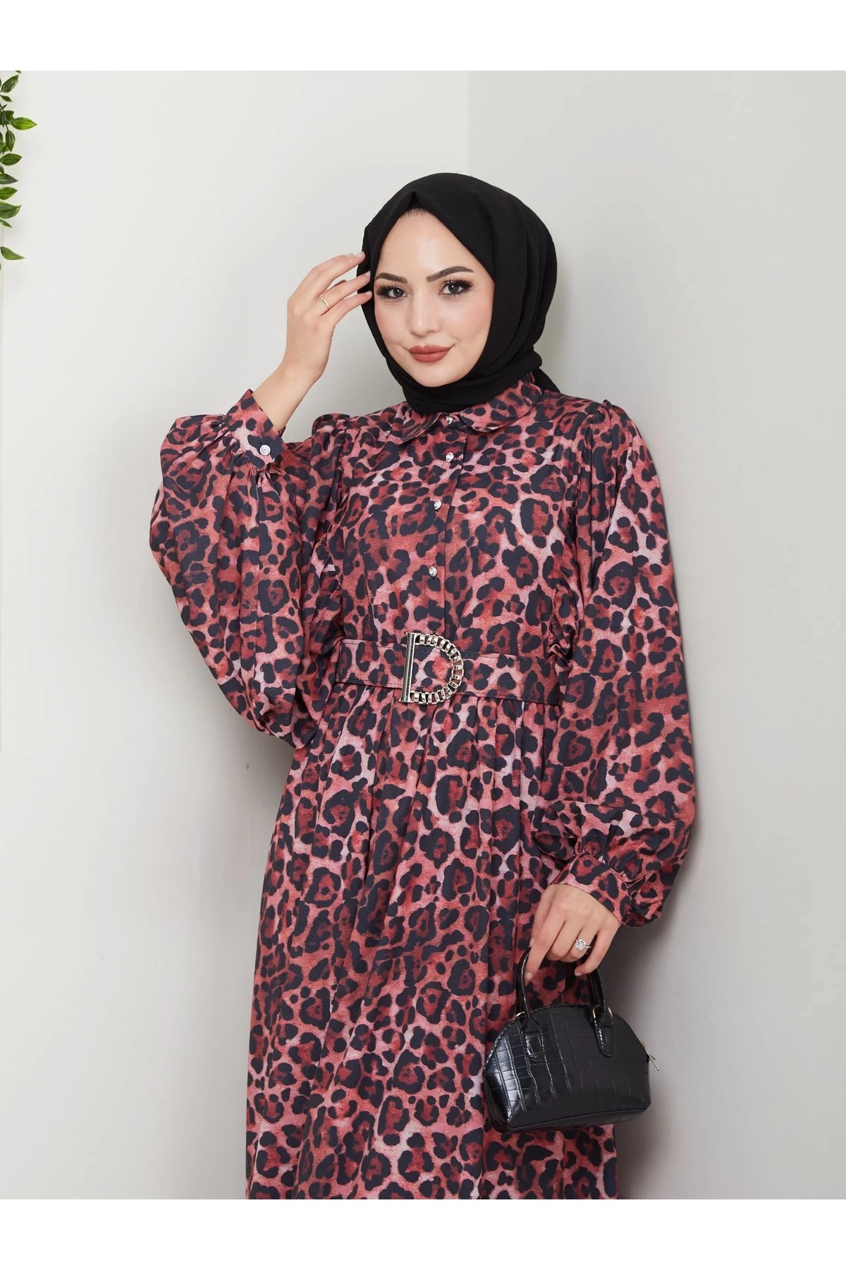 LEOPAR DESENLİ ELBİSE KAPLMA KEMER 2002