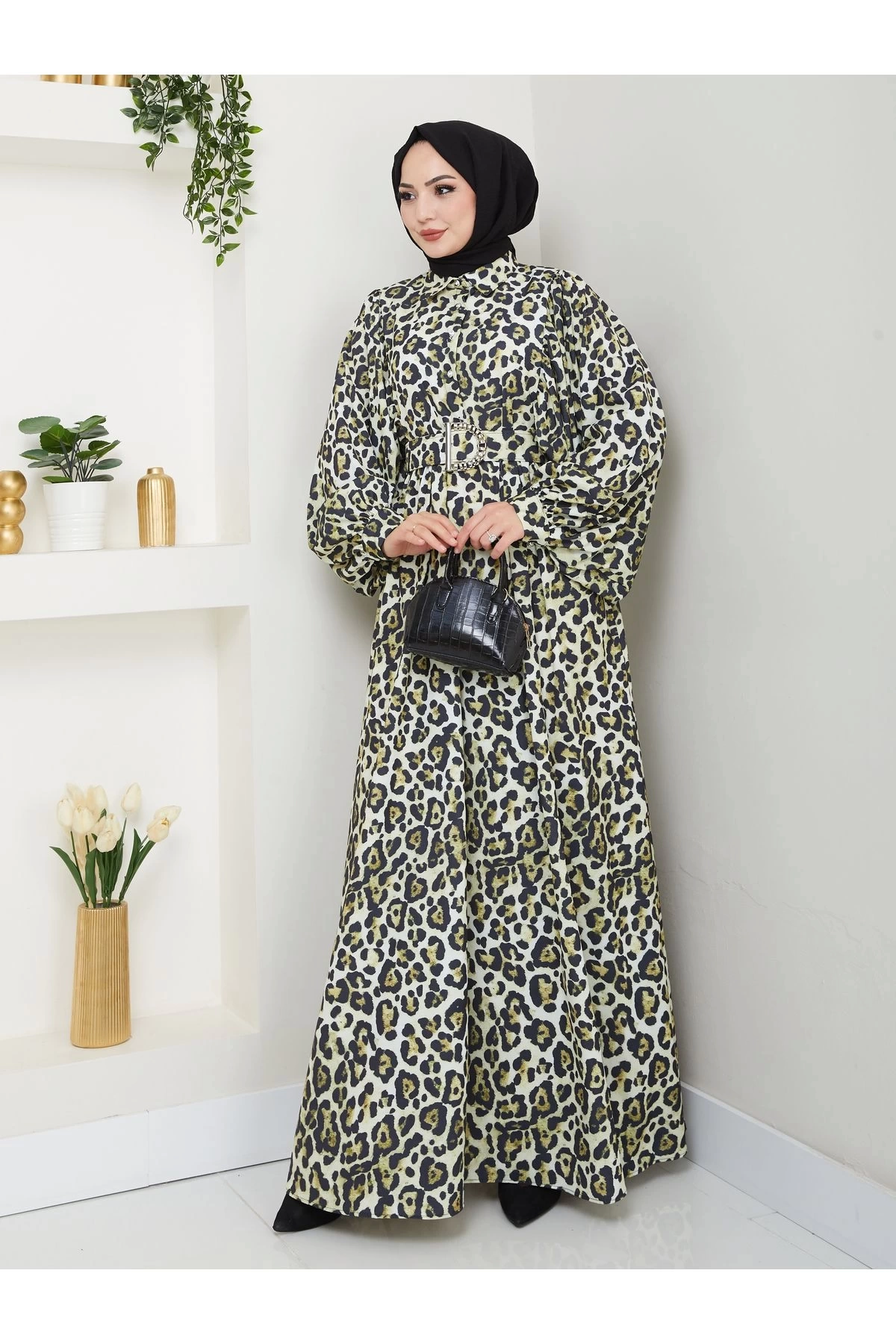 LEOPAR DESENLİ ELBİSE KAPLMA KEMER 2002