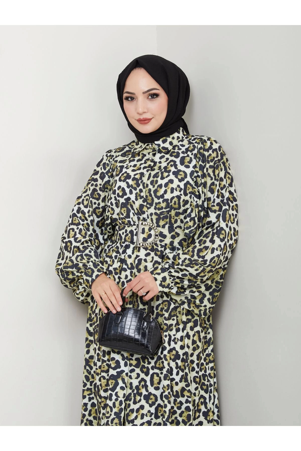 LEOPAR DESENLİ ELBİSE KAPLMA KEMER 2002