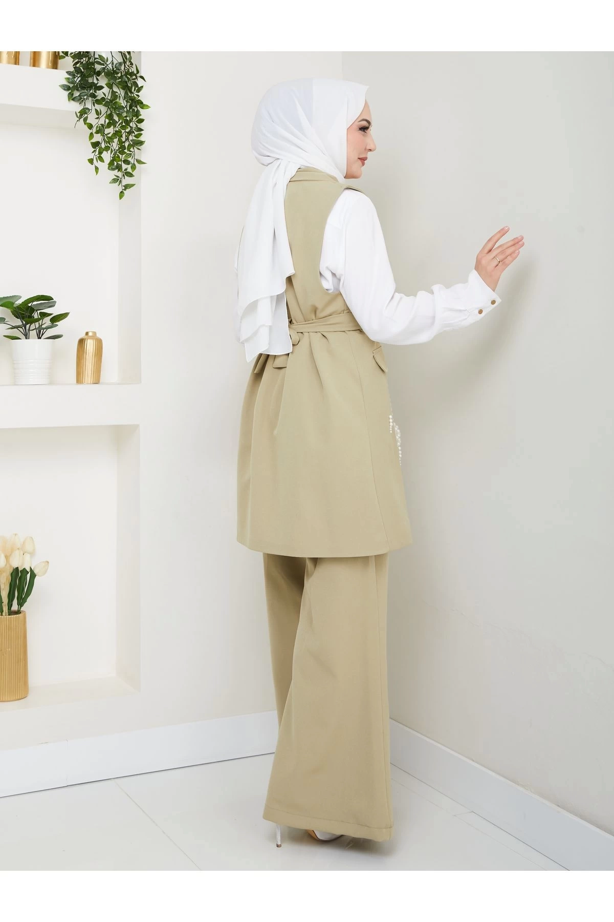 İNCİ TAŞLİ YELEK PANTOLON İKİLİ TAKIM 25088