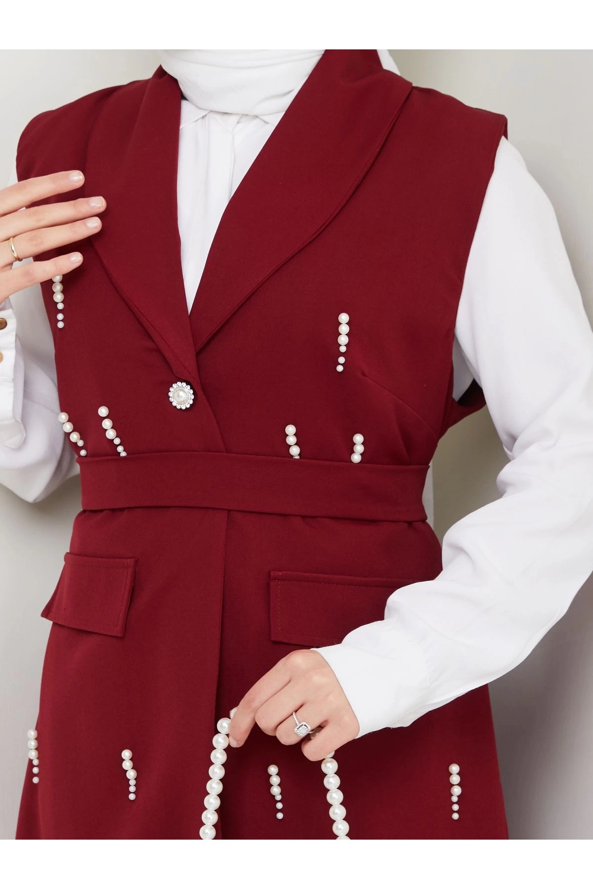 İNCİ TAŞLİ YELEK PANTOLON İKİLİ TAKIM 25088