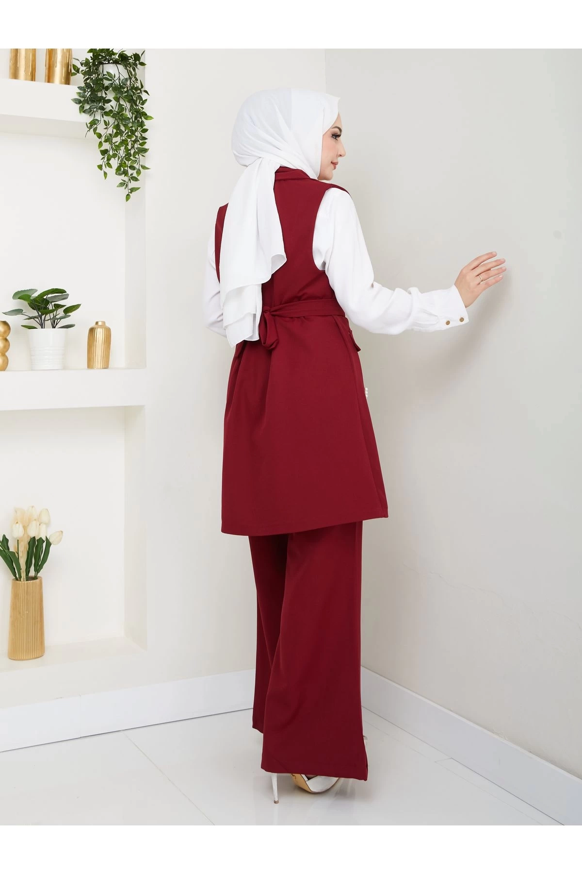İNCİ TAŞLİ YELEK PANTOLON İKİLİ TAKIM 25088
