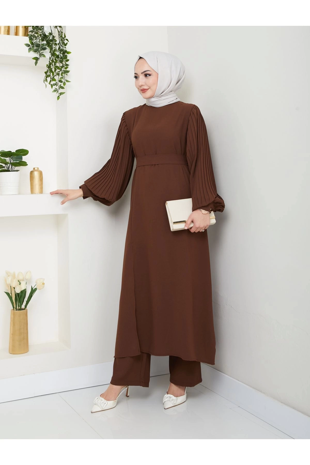 UZUN TAKIM 120CM BOY ÖNDEN YIRTMAÇLI KOLU PİLİSELİ PANTOLON TAKIM 840