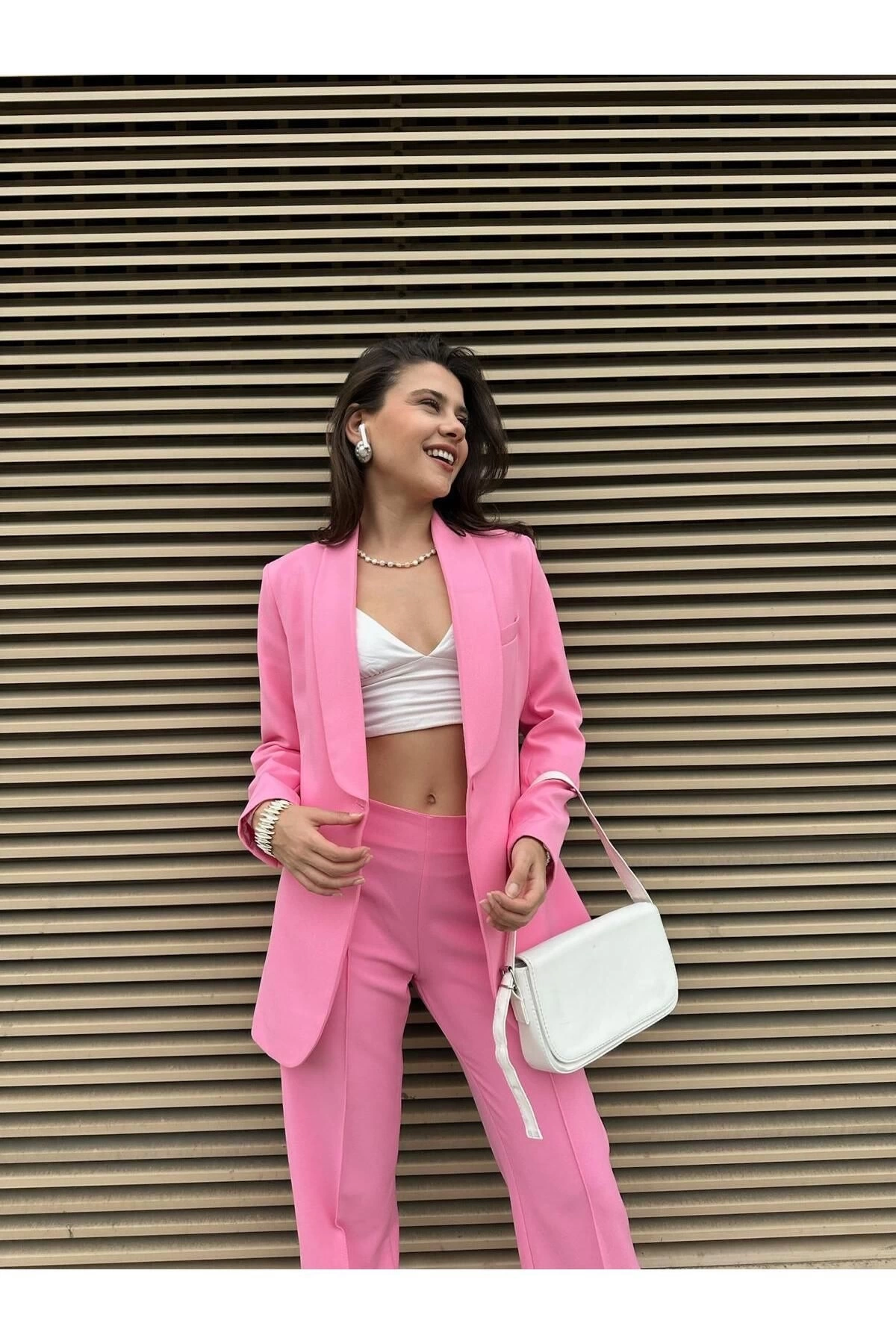 KADIN KUŞAKLI BLAZER CEKET PANTOLON TAKIM ASTARLİ