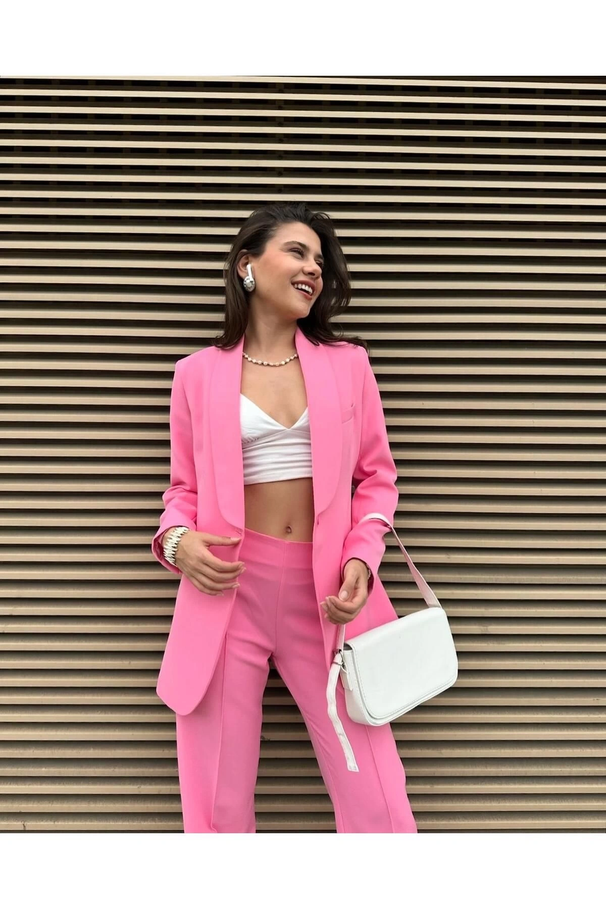 KADIN KUŞAKLI BLAZER CEKET PANTOLON TAKIM ASTARLİ