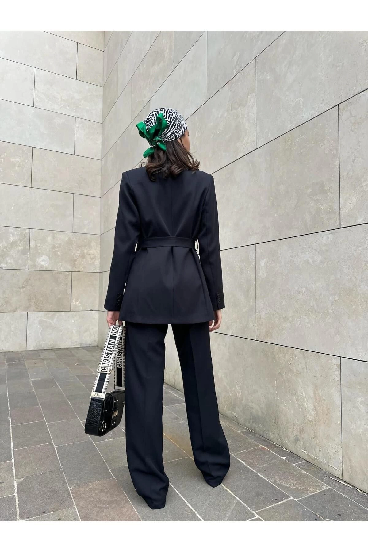 KADIN KUŞAKLI BLAZER CEKET PANTOLON TAKIM ASTARLİ