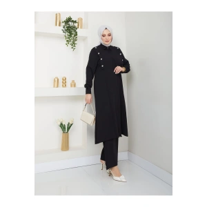 UZUN BOY GÖMLEK TAKIM  BATTAL TESETTÜR TAKIM SİYAH