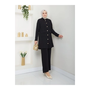 UZUN BOY GÖMLEK TAKIM  BATTAL TESETTÜR TAKIM SİYAH
