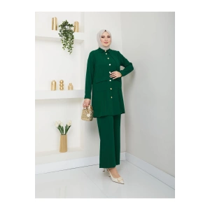 UZUN BOY GÖMLEK TAKIM  BATTAL TESETTÜR TAKIM ZÜMRÜT