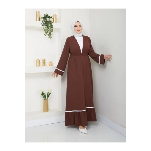 KADIN TESETTÜR ELBİSE İKİLİ ABAYA TAKIM KAHVE