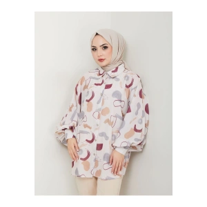 Desenli̇ Jesi̇ca Gömlek Standert Beden Uzun Kol 2504 Bordo