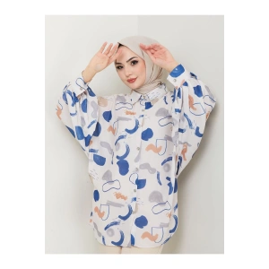 DESENLİ JESİCA GÖMLEK STANDERT BEDEN UZUN KOL 2504 LACİVERT