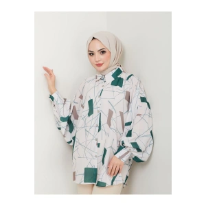 DESENLİ JESİCA GÖMLEK STANDERT BEDEN UZUN KOL 2502 ZÜMRÜT