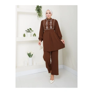 NAKIŞLI AYROBİN TESETTÜR TAKIM 637 KAHVE