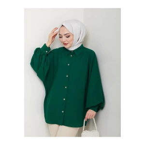 DÜZ JESİCA GÖMLEK STANDERT BEDEN UZUN KOL 2510 ZÜMÜRÜT