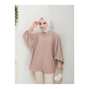 DÜZ JESİCA GÖMLEK STANDERT BEDEN UZUN KOL 2510 VİZON