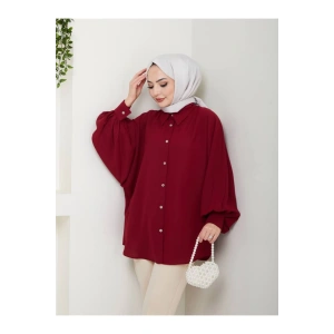 DÜZ JESİCA GÖMLEK STANDERT BEDEN UZUN KOL 2510 BORDO