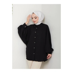 DÜZ JESİCA GÖMLEK STANDERT BEDEN UZUN KOL 2510 SİYAH