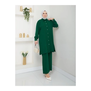 UZUN BOY GÖMLEK TAKIM  BATTAL TESETTÜR TAKIM ZÜMRÜT