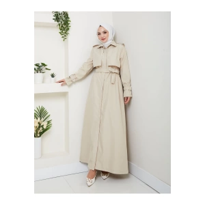 UZUN TRENCH 140 CM BOYUNDA TRENÇKOT BEJ
