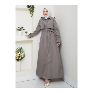 UZUN TRENCH 140 CM BOYUNDA TRENÇKOT GRİ
