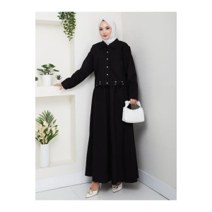 CEPLİ DETAYLİ SİYAH KOT TESETTÜR ETEKLİ TAKIM KOT KUMAŞ