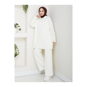 İNCİLİ GÖMLEK FERMUARLI YAKA TRİKO BEYAZ