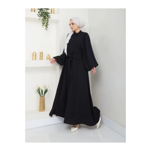 ETEKLI CEKETLI ÖNDEN BAĞLAMALI TESETTÜR TAKIM SİYAH