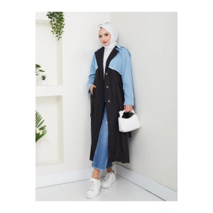 KADIN DENİM ( KOT ) DETAYLI TRENÇKOT ASTARSIZ