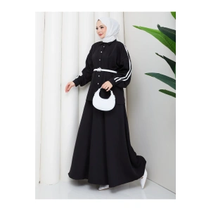 Kadın beyaz şeritli detaylı ceket etekli takım ikili