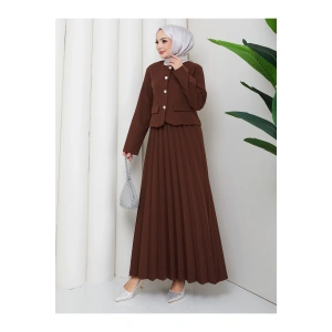 KADIN CEKET PİLELİ ETEKLI TESETTÜR TAKIM