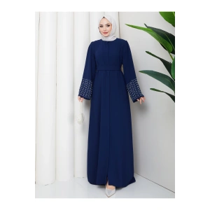 KOLU TAŞLİ ABAYA TESETTÜR GIYIM KADIN FERACE ELBISE