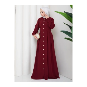 KADIN GOLD DÜĞMELİ KREP ELBİSE TESETTÜR