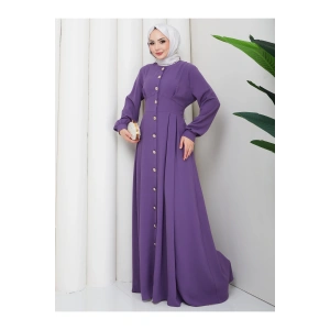 KADIN GOLD DÜĞMELİ KREP ELBİSE TESETTÜR