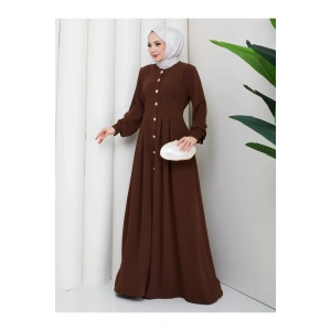 KADIN GOLD DÜĞMELİ KREP ELBİSE TESETTÜR