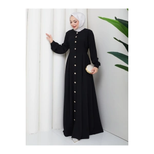 KADIN GOLD DÜĞMELİ KREP ELBİSE TESETTÜR