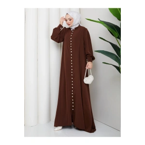 KADIN DÜĞMELE DETAYLI KEMERLİ ELBİSE TESETTÜR