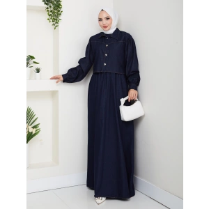 CEKET ELBİSE İKİLİ KOT TAKIM TESETTÜR İKİ PARŞA MAVİ