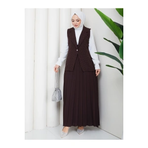 TAŞLI SİMLİ YELEKLI PİLELİ ETEKLI TASETTÜR TAKIM