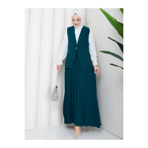 TAŞLI SİMLİ YELEKLI PİLELİ ETEKLI TASETTÜR TAKIM