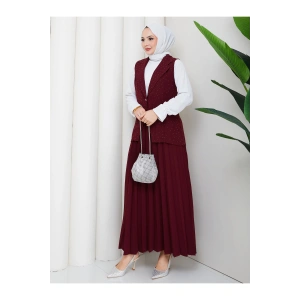 TAŞLI SİMLİ YELEKLI PİLELİ ETEKLI TASETTÜR TAKIM