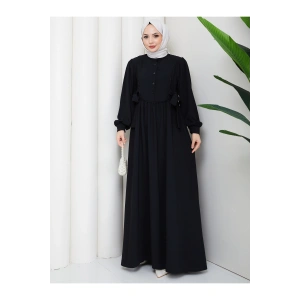 KADIN BAĞCIKLI DANTEL DETAYLI TESETTÜR ELBİSE