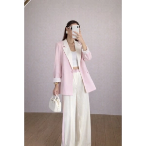 KADIN GARNİLİ BLAZER TAKIM BKREM PANTOLON PALAZZO CEKET