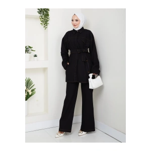 KADIN CEP DETAYLI KÜŞAKLI DENİM CEKET PANTALON TAKIM JEAN PREMİUM
