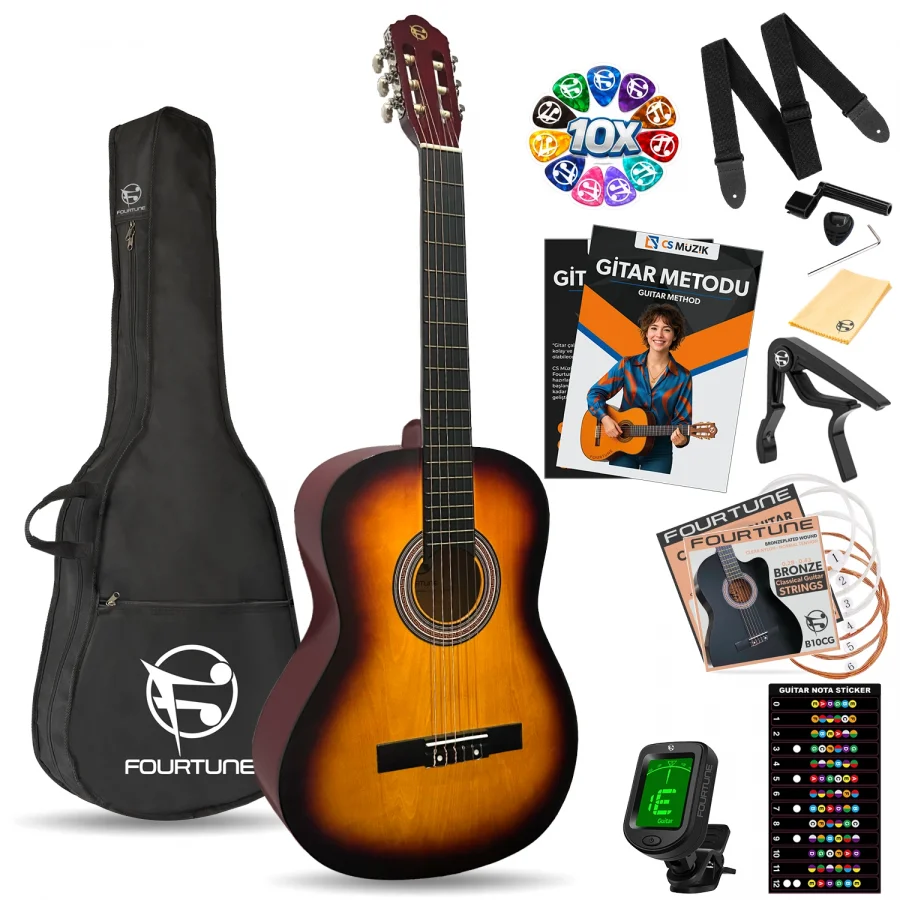 Fourtune Luca C-180SB Sunburst Klasik Gitar Seti 4/4 Sap Ayarlı