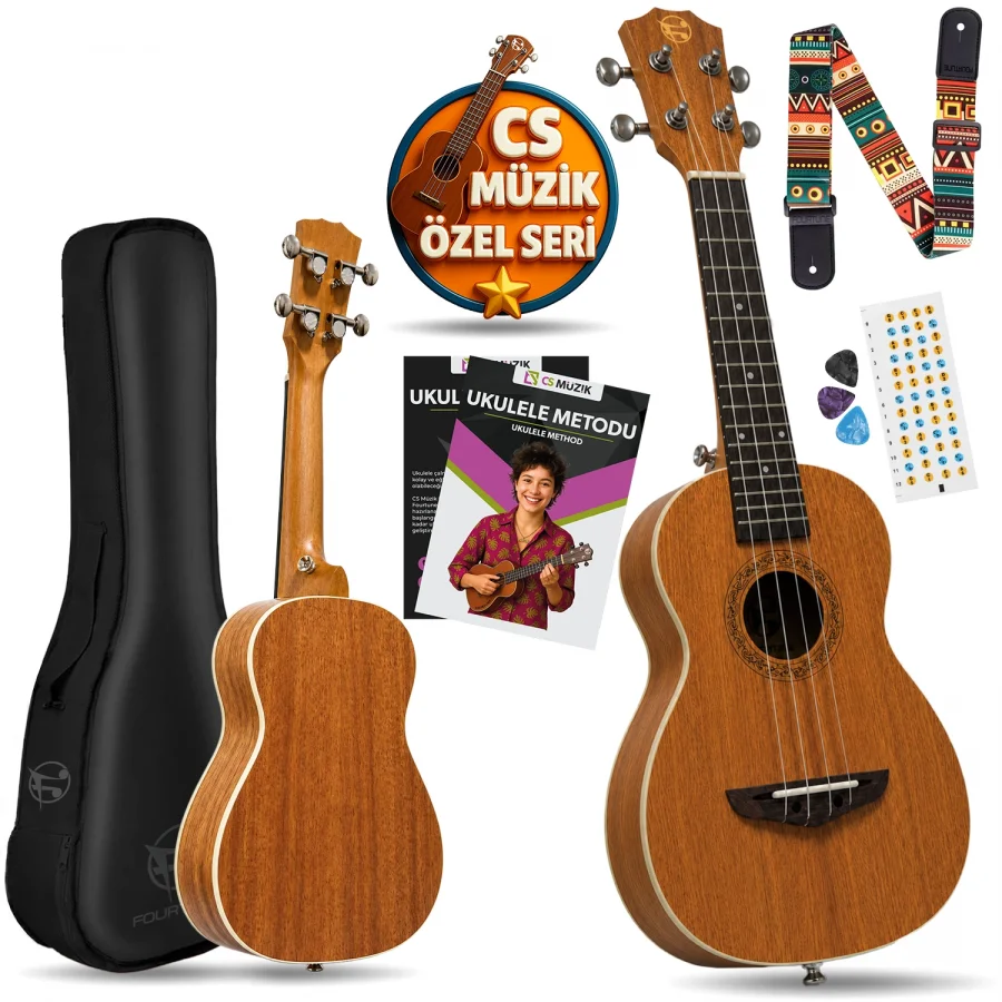 Fourtune Sydra UKC-23M Concert Ukulele Maun Ağacı Profesyonel Ukulele Seti