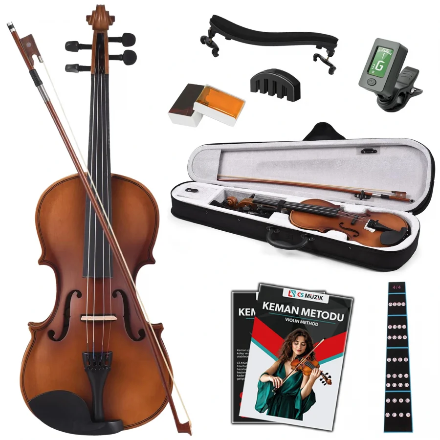 Fourtune Dante VL-200DBR 4/4 Akustik Keman Seti (Tam Boy-Koyu Kahve)