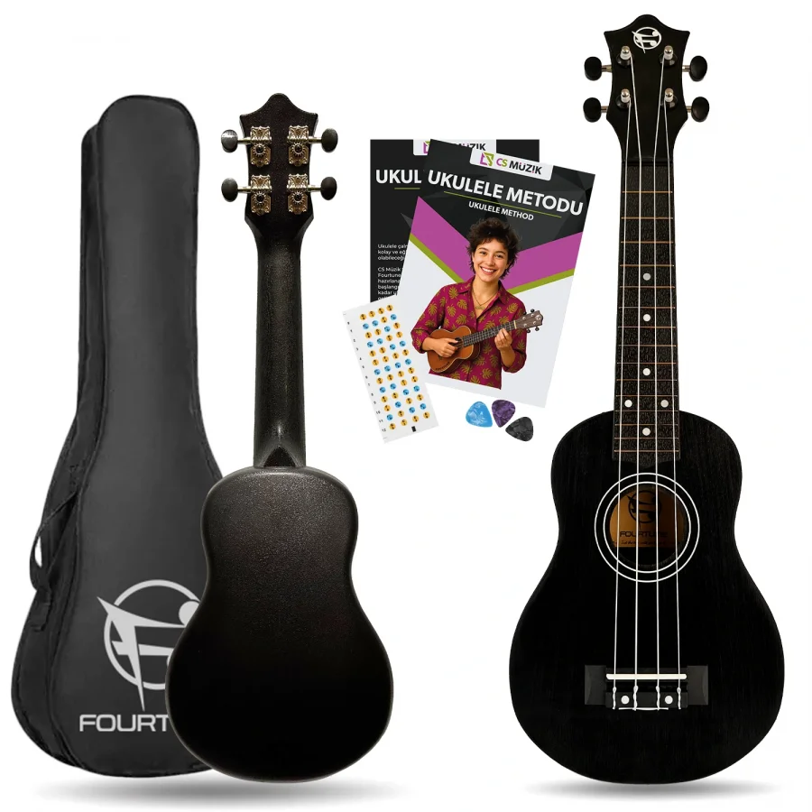 Fourtune Loki SP-21BK Soprano Siyah Ukulele Seti (Başlangıç Seviye)