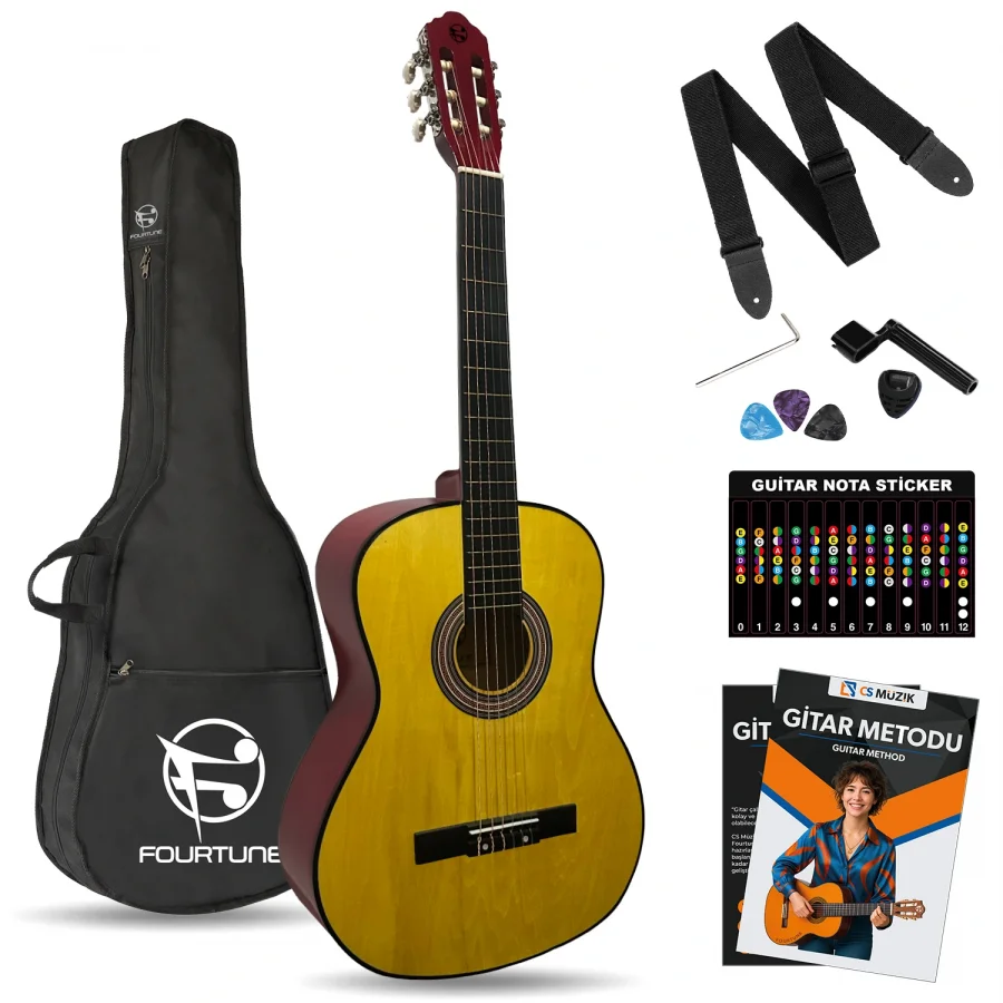 Fourtune Luca C-180YL Sarı Klasik Gitar Seti 4/4 Sap Ayarlı