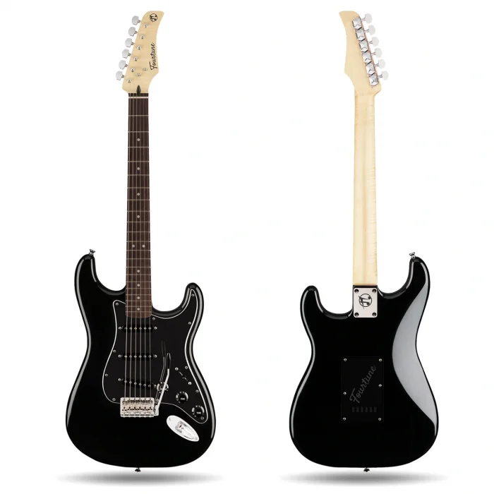Fourtune Atlas EG-1000BK Gül Klavye Strat Kasa SSS Siyah Elektro Gitar Seti